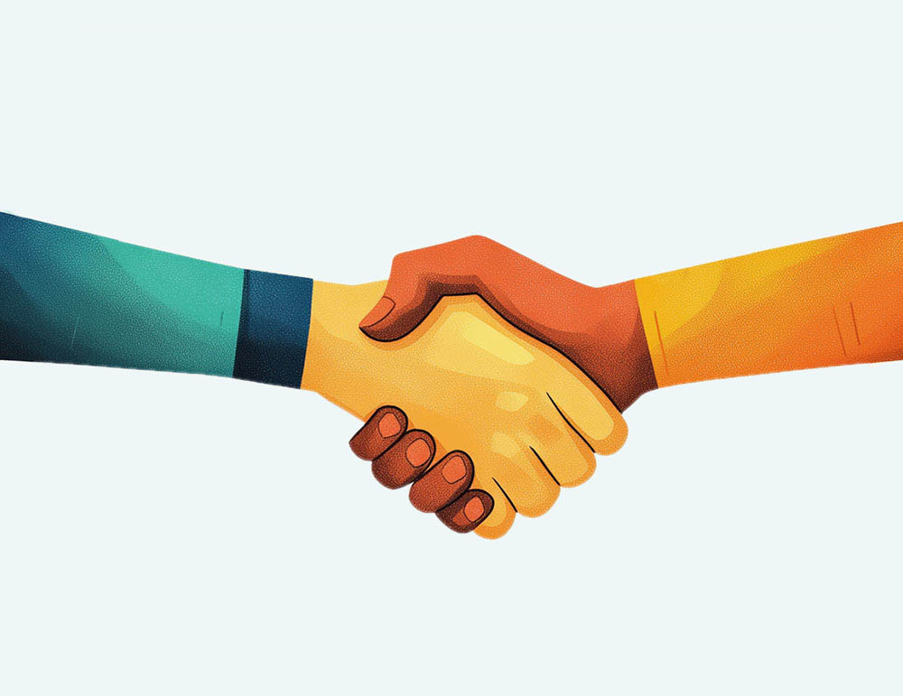 Handshake illustration symbolizing support during the student loan offer and repayment plan discussion.